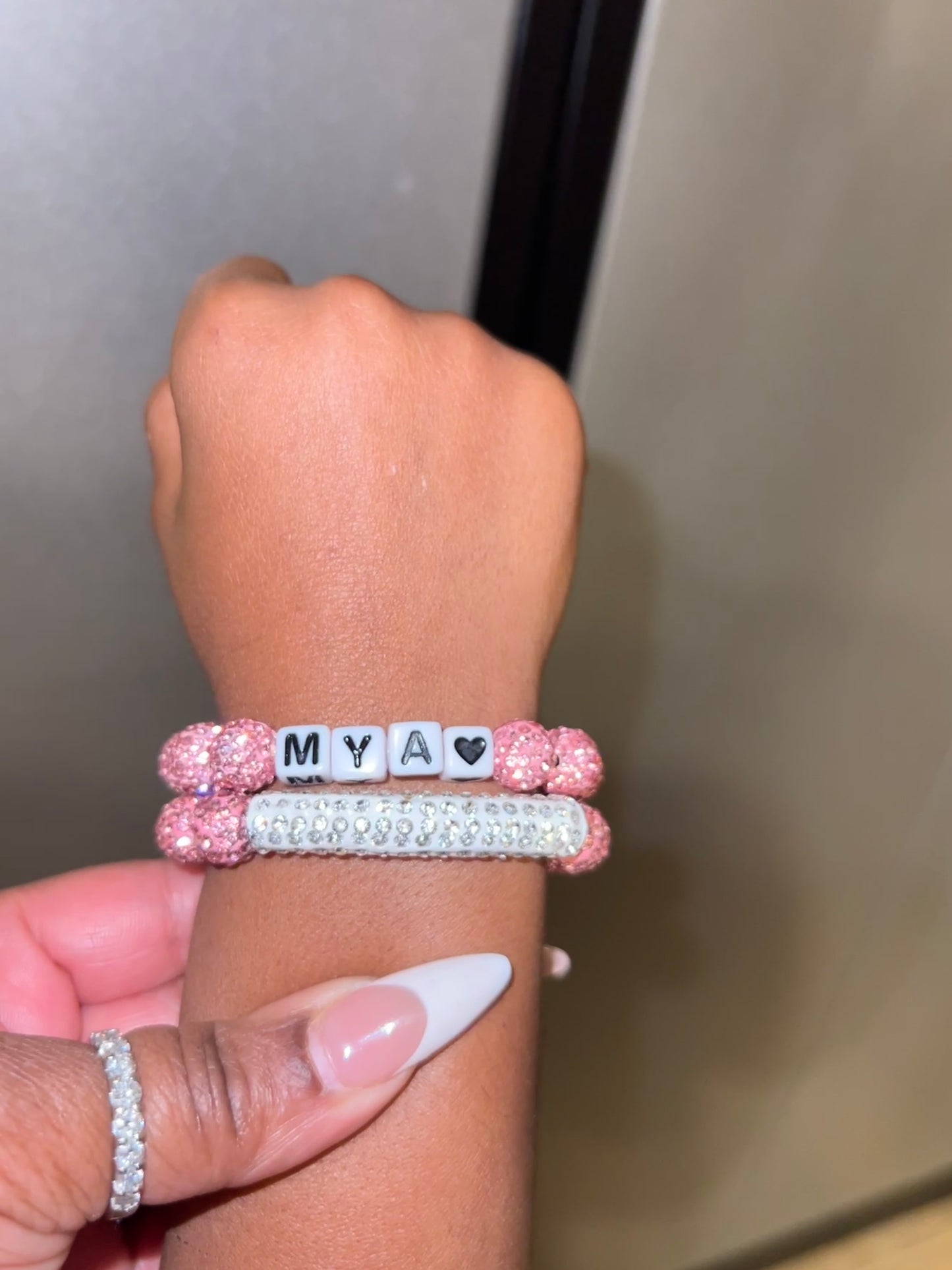 Rhinestone Bead Bracelet with Name Set